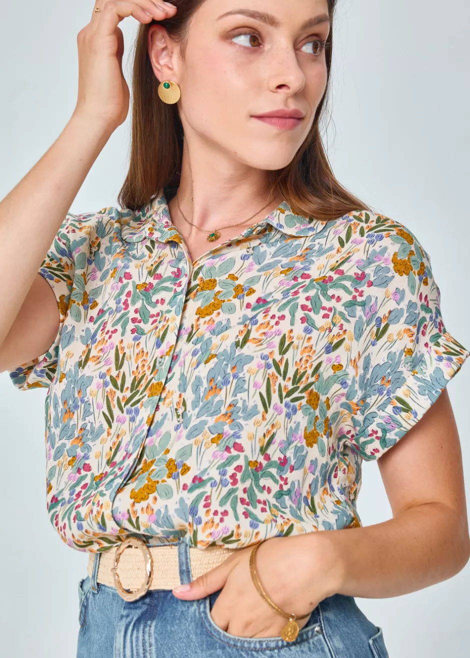 Fashion CHEMISE COL CLAUDINE HELENE Chemises & Hauts