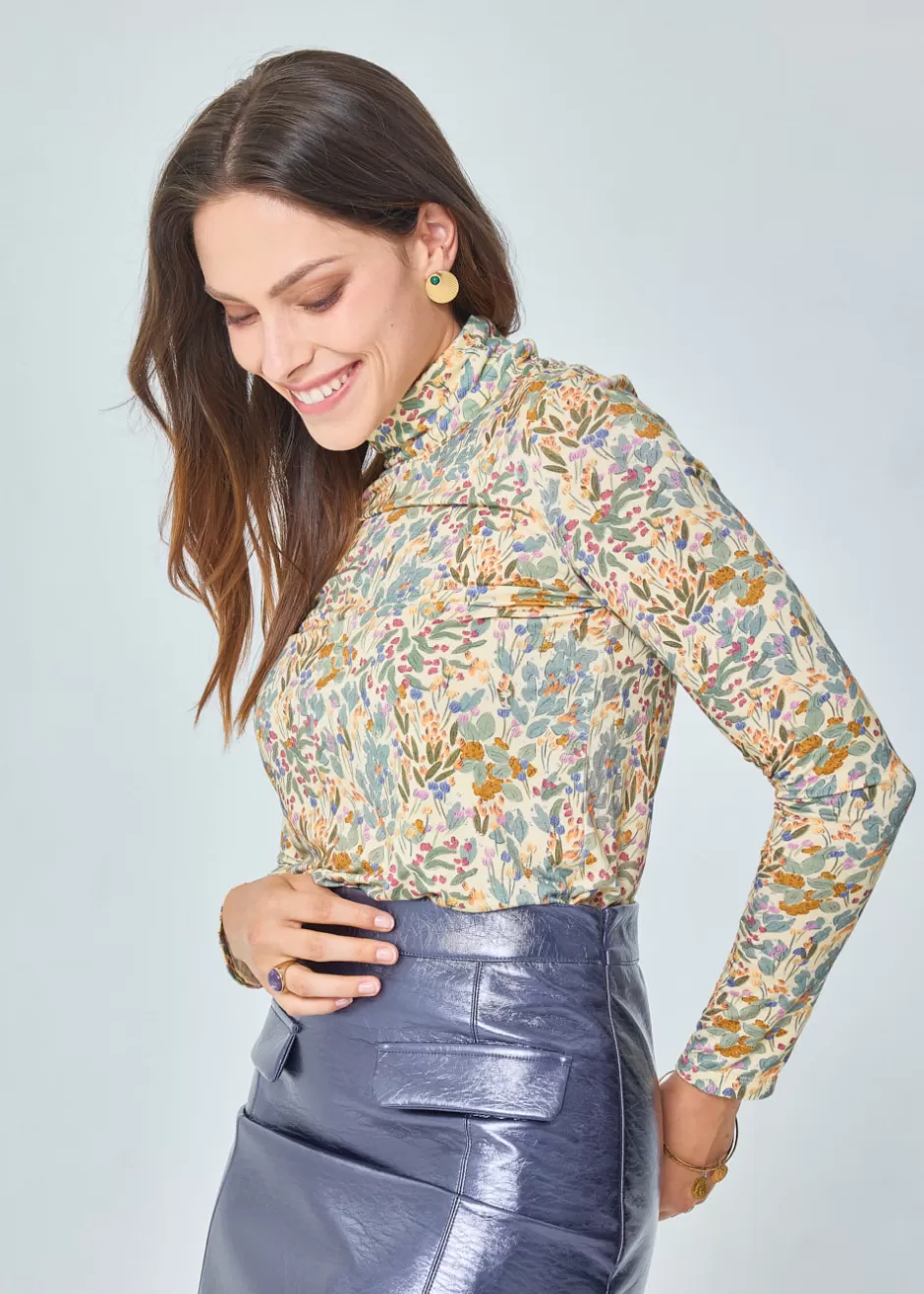 Best Sale T-SHIRT IMPRIME MANCHES LONGUES FERNANDA Chemises & Hauts